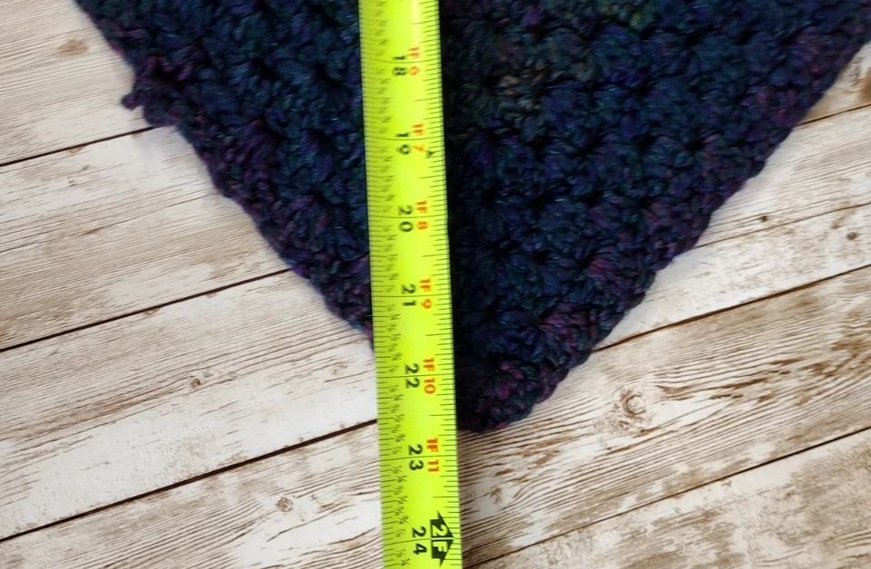 VTG Crochet Shawl Wrap Scarf Triangle Granny Core Blue Purple Yellow - READ - Image 3 of 4