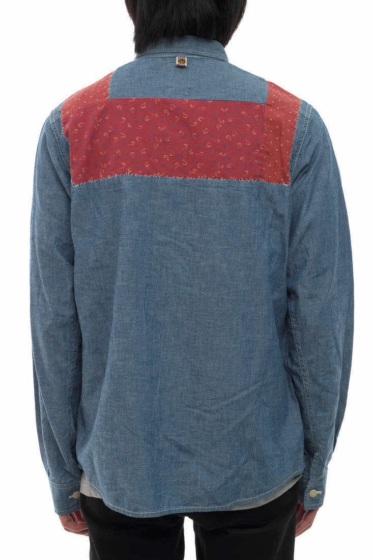 Visvim GRANGER Chambray Shirt Patchwork Denim - image 3