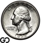 1936-D Washington Quarter, Sought After Choice AU++/Unc Key Date