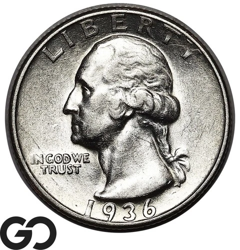 1936-D Washington Quarter, Sought After Choice AU++/Unc Key Date