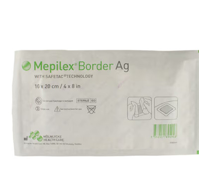 Molnlycke Mepilex Border Ag Foam Dressing 4 x 8'' 395890 Lot of 6 Dressings