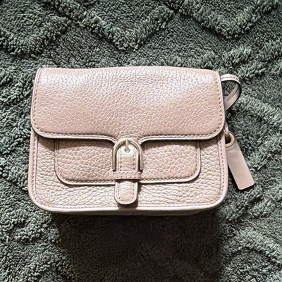 Michael Kors Lilac Pebbled Small Crossbody Bag Buckle Flap, Silver, Charm