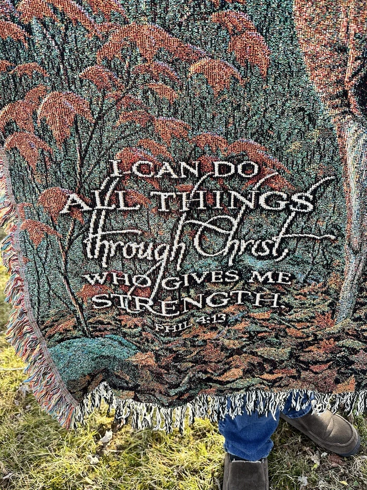 Impresionante manta inspiradora de ciervos/buck 50" x 60" tapiz versículo bíblico Foto 4 de 4