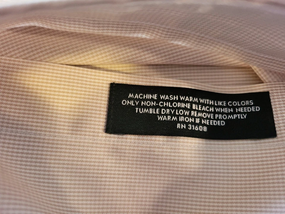 Joseph A. Camisa Bank Para Hombre 17 1/2 Algodón Tostado Manga Larga Cuello Abotonado  Foto 4 de 4