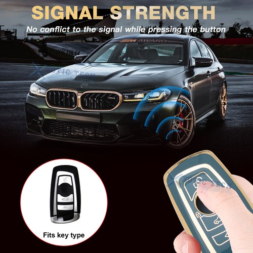 Blue Gray Full Cover Keyless Key Fob Case w/Keychain For BMW F30 F34 F26 F25 F82 - Picture 4 of 11