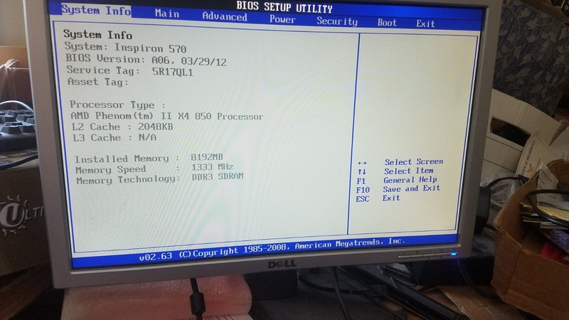 Dell Inspiron 370 motherboard with CPU, Heatsink Fan, 8GB RAM, I/O Shield