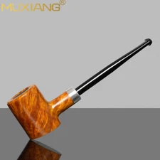 MUXIANG Briar Freehand Tobacco Pipe Wood Smooth Poker Pipe Acrylic Straight Stem