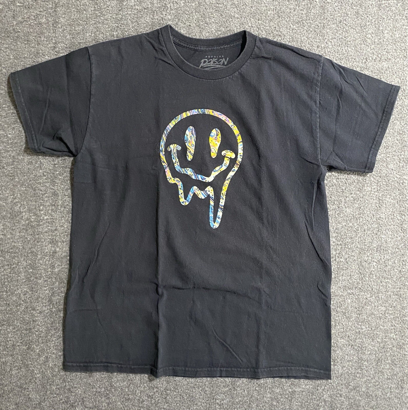 Vibes Stay Trippy Graphic T-Shirt Mens Black, Short Sleeve Size L