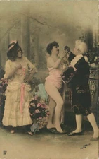 Hand-Tinted Real Photo Postcard Man Helps Woman Get Dressed - Manuel, Paris
