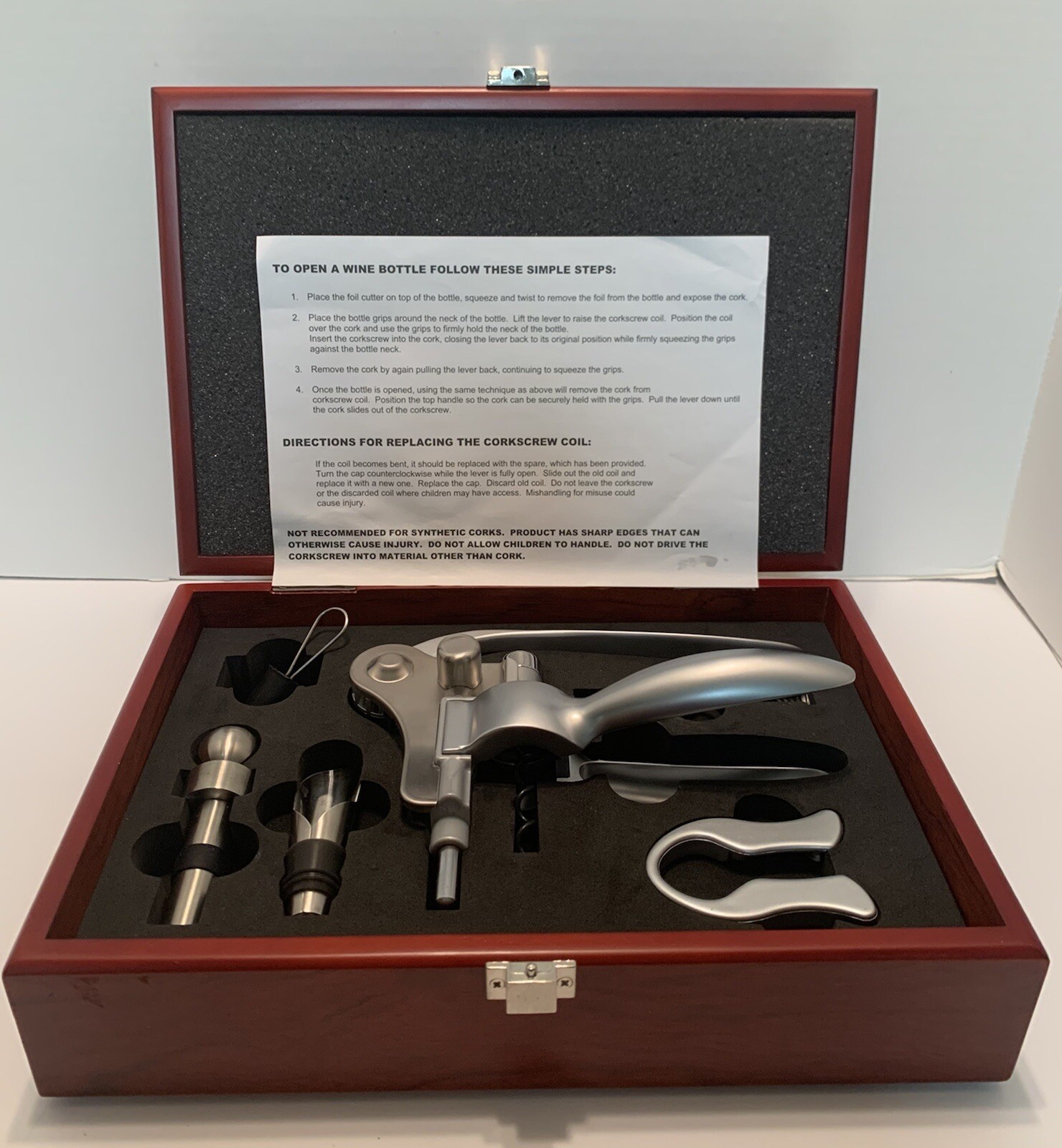 Wine bottle Corkscrew Deluxe Set in Wood Box Wine Bottle Opener Kitchen