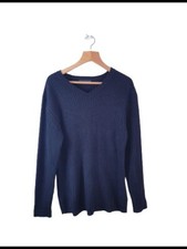 Mainstream Mens Black Round Neck Knit Pullover Jumper Sweater Size Large L