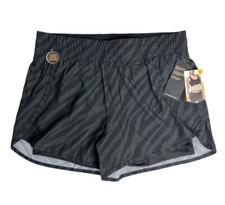 AVIA Black Moisture Wicking Running Shorts Elastic Waist Zip Pocket Bike Lined