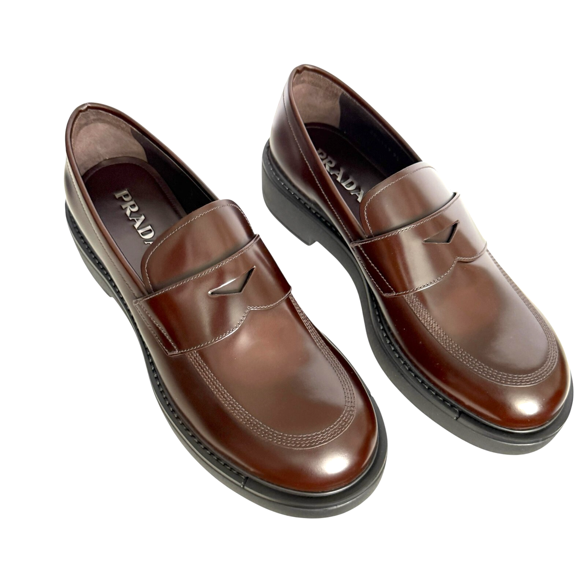 PRADA ブラウン ローファー　サイズ35 Prada レザー ペニーローファー | ブラウン | FARFETCH JP