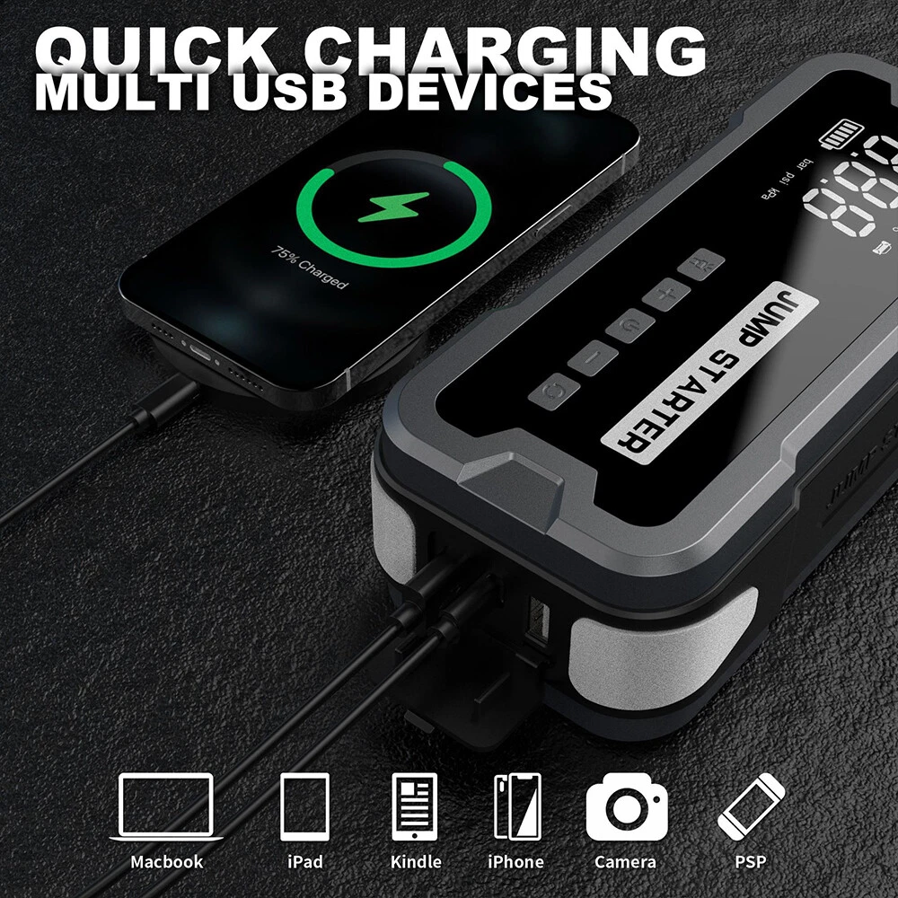 4000A Power Bank Jump Starter with Air Compressor and Emergency Battery Charger