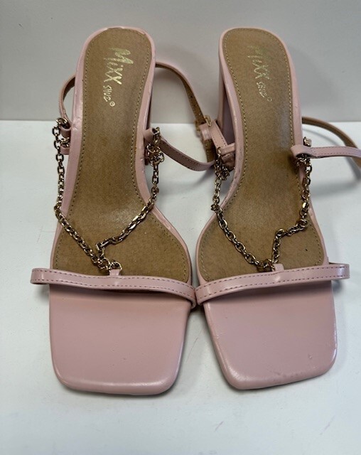 PANTOFOLA D’ORO Sandalo Mixx Shuz donna punta quadrata con catena in oro rosa Regno Unito 6 5 nuovo senza scatola