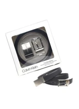 Calvin Klein Men's 32mm Reversible Leather Strap 4-in-1 CK Belt Set Black/Brown