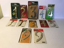 Address House Numbers Junk Drawer Lot Of 12 Vintage Brass Tone Factory Sealed