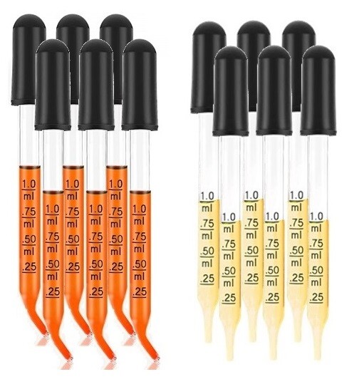(Pack-12) Straight & Bent 3 Inch Medicine Art Oils Eye Glass Graduated Dropper