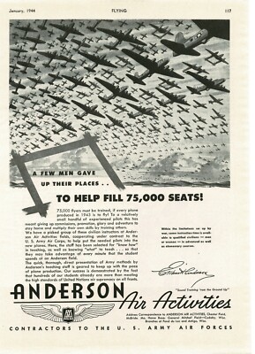 1944 ANDERSON AIR ACTIVITIES Flight Instruction Milwaukee WI Vintage Print Ad 3