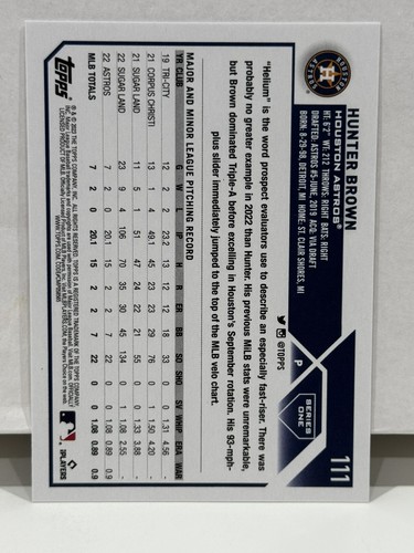 2023 Topps Hunter Brown Rookie Baseballkarte #111 Houston Astros RC - Bild 2 von 2