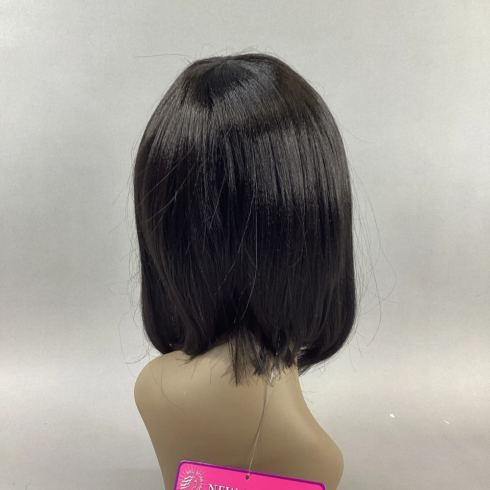 Peluca completa sintética negra recta #1B CT25 hasta los hombros Foto 4 de 4