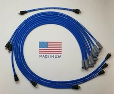 CHEVY SMALL BLOCK 327 350 BLUE 8.5mm SPARK PLUG WIRES under exhaust USA POINTS