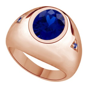 Authentic 4.08 Ct Oval Blue Mystic Quartz & 14K Rose Gold Plated Men's Ring $783.96
