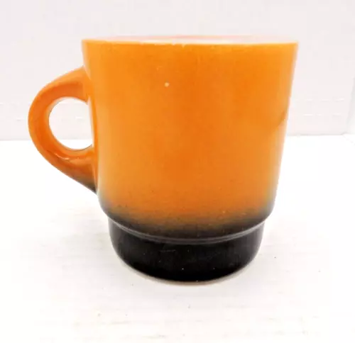 Fire King Stackable Mug Orange Brown Ombre Vintage MCM