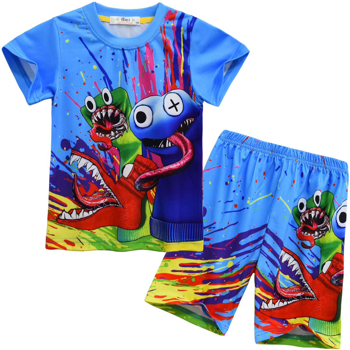 Roblox Rainbow Friends Print Kids Boys Short Sleeve T-shirts Tops + Elastic  Waist Joggers Pants Set Clothes Outfits