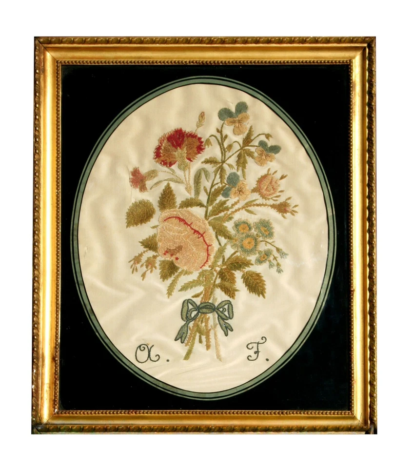 Antique Silk Floral Embroidery - Image 1 of 4