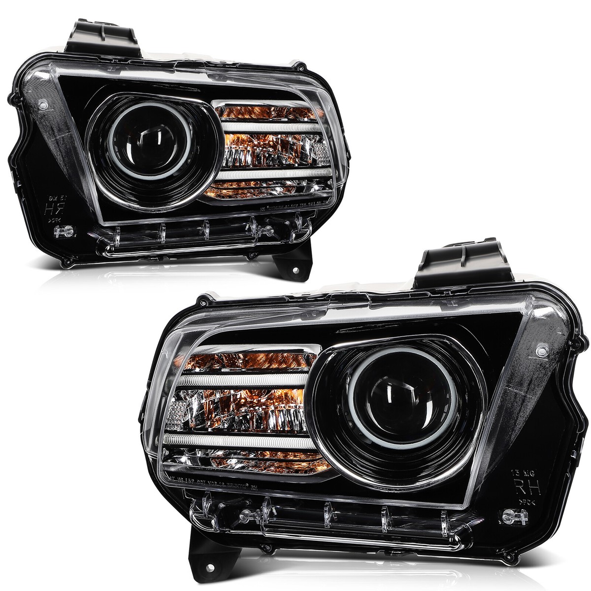 Headlight For 2013-2014 Ford Mustang Black Projector w/LED DRL