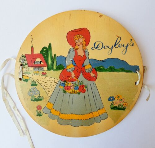 Shabby Vintage Doyley Doily Press Hand Painted Crinoline Lady - Picture 1 of 16