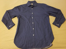 Mens Michael Kors Dress Shirt 15 1/2 32 33 Slim Navy Blue Button Cotton 15.5