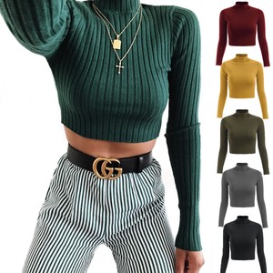 knitted turtleneck crop top