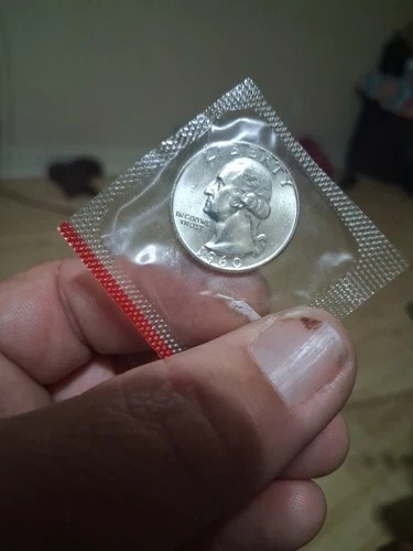 1960 90% Silver Wash. Quarter 25¢ From A Mint Set , Still In Plastic