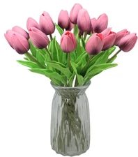 10-Head Mini Real Touch Artificial Tulip Bouquet for Home Wedding Dark Berry