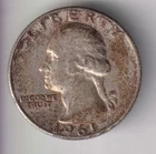 1961-P WASHINGTON QUARTER 25¢ PHILADELPHIA 90% SILVER COIN UNITED STATES MINT