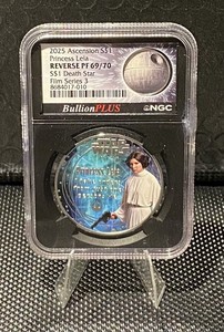 2 Graded Star Wars Coins 💥 Princes Leila & Death Star  💥1 oz Silver