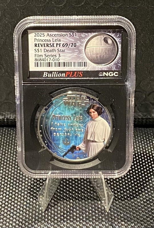 2 Graded Star Wars Coins 💥 Princes Leila & Death Star  💥1 oz Silver