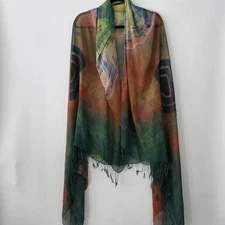Bohemian Tie Dye Sheer Silk Scarf Wrap Shawl 44x72 Inch Boho Hippy