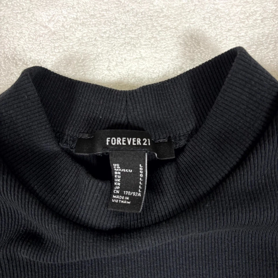 Camiseta sin mangas Forever 21 para mujer grande negra elástica recortada acanalada tejida yoga gimnasio ropa Foto 3 de 4