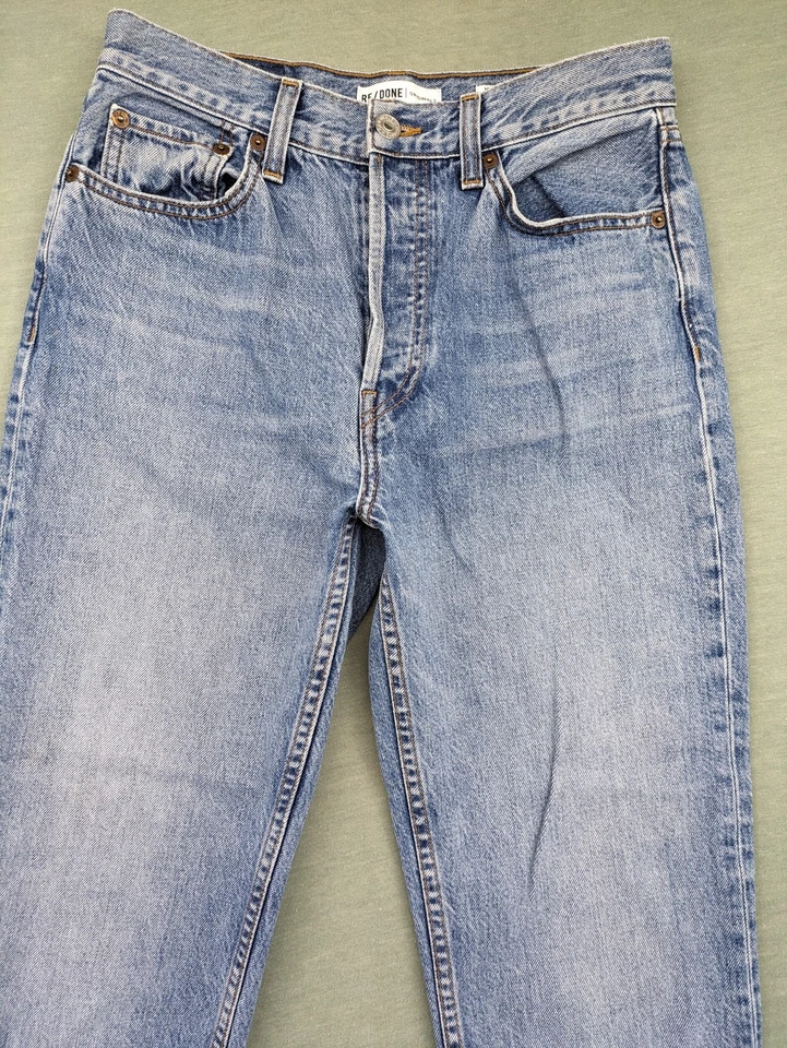 RE/DONE Damen Originals Jeans 27 Blau High Rise Straight Leg Button Fly Raw Hem - Bild 3 von 4