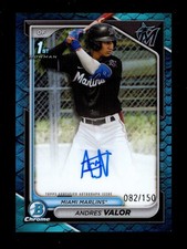 2024 BOWMAN CHROME BLUE REPTILIAN ANDRES VALOR RC AUTO AUTOGRAPH 82/150 MARLINS