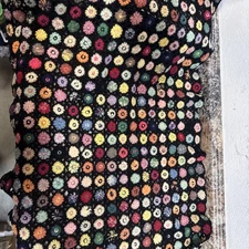 Vtg Handmade Granny Square Crochet Afghan Throw Blanket 50"x 32" Multicolor