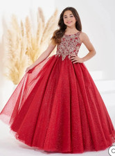 Tiffany by Christina Wu wine/gold pageant dress little girl size 8, new with tag