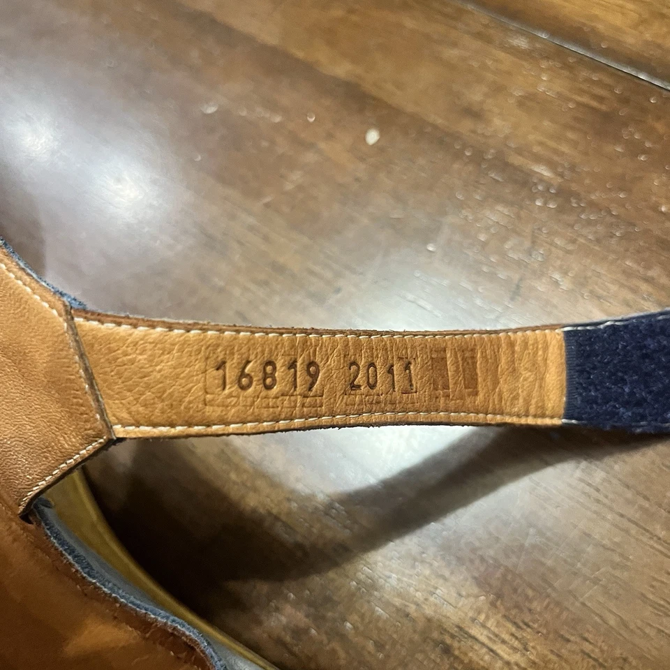 Spring Step Blue Sandal Wedge Women Size 39 US 8.5 Studded Strap Boho Artsy - Image 4 of 4