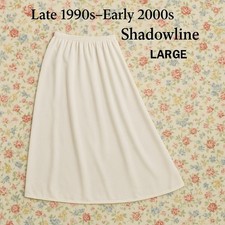 Shadowline Half Slip Beige Nylon Lace Trim 25  Length Size Large Vintage 90s
