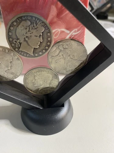 Nice Lot Of 4 Different Half Dollars Barbers Kennedy Franklin And Standing Lib
