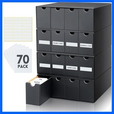 Durable Black Card Storage Box: 4 Rows, Detachable Design for Easy Organization