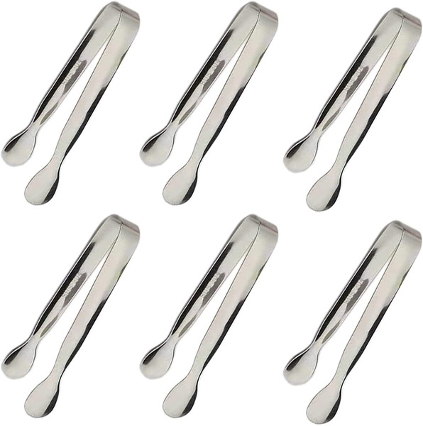 6 Pinzas De Hielo Y Azucar 4.25 Pulgadas Acero Inox Para Aperitivos Fiesta Café